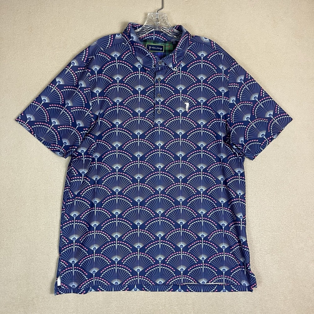 William Murray Polo Shirt Mens Large Navy Blue Golf Graphic EUC